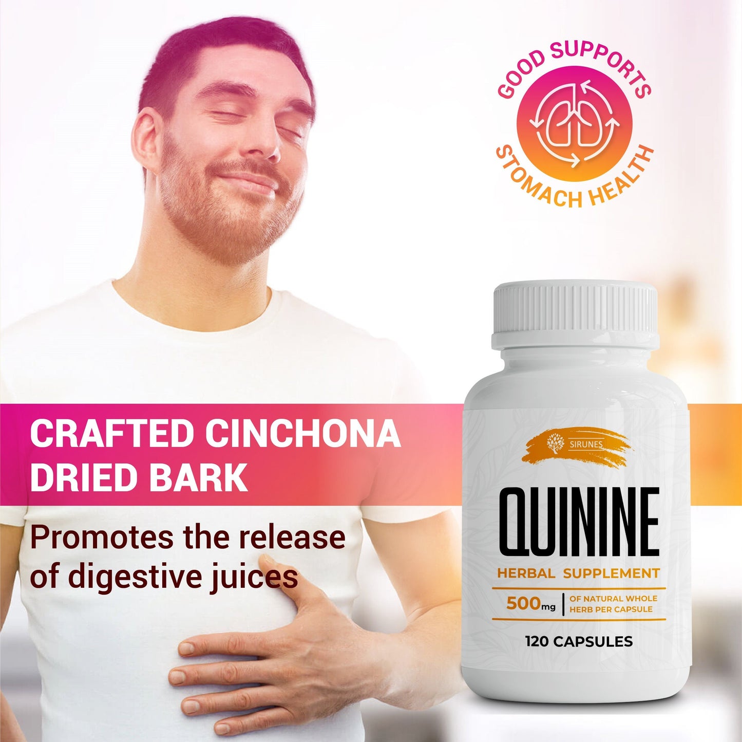 Quinine Capsules 120 Caps - Cinchona Officinalis Bark Herbal Supplement for Leg Cramping Relief, Cramp Defense and Overall Digestive Health