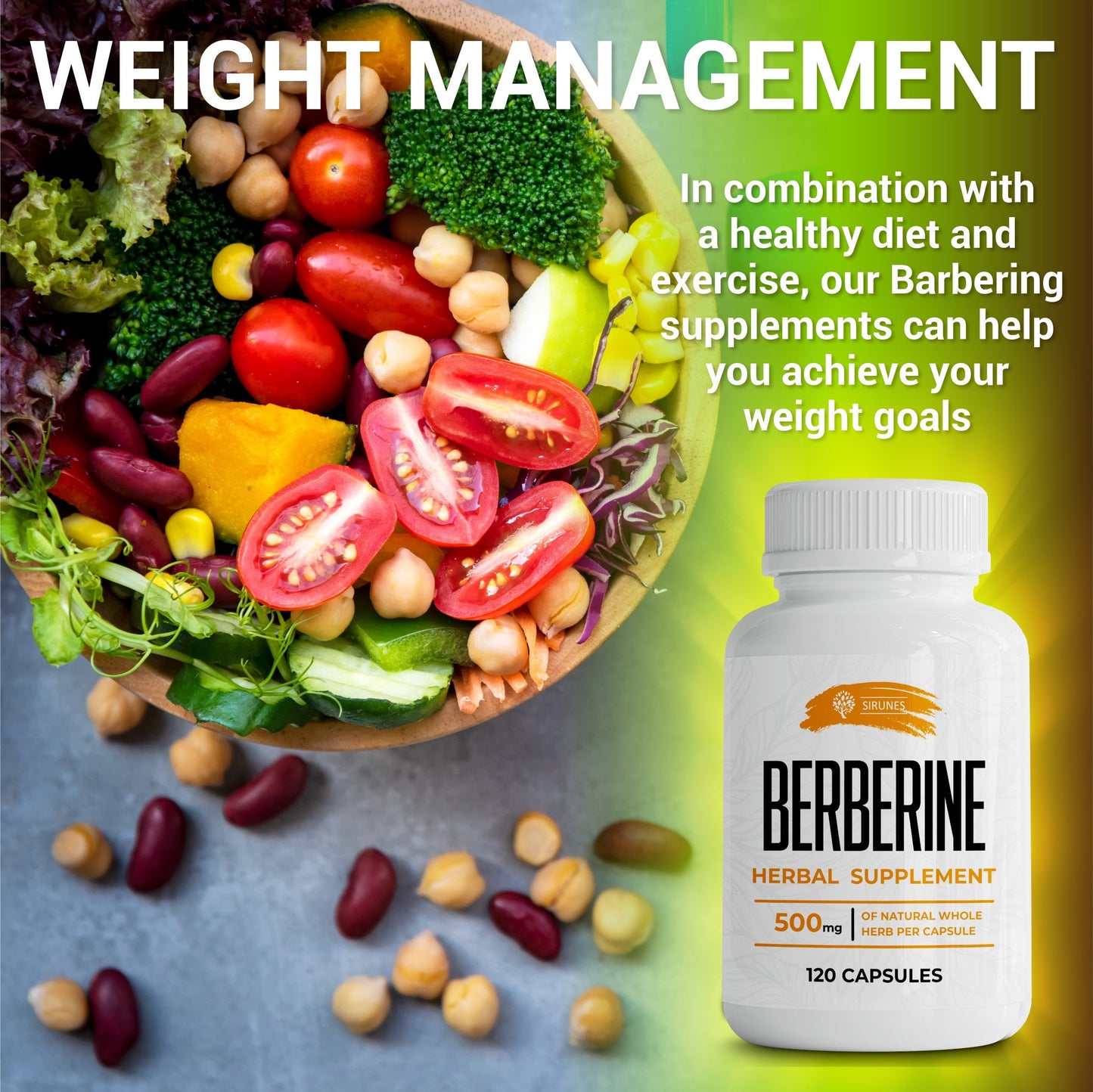Berberine Herbal Supplement - Natural Herb Extract - May Help Maintain Normal Blood Sugar, Cholesterol Levels - May Help Promote Heart