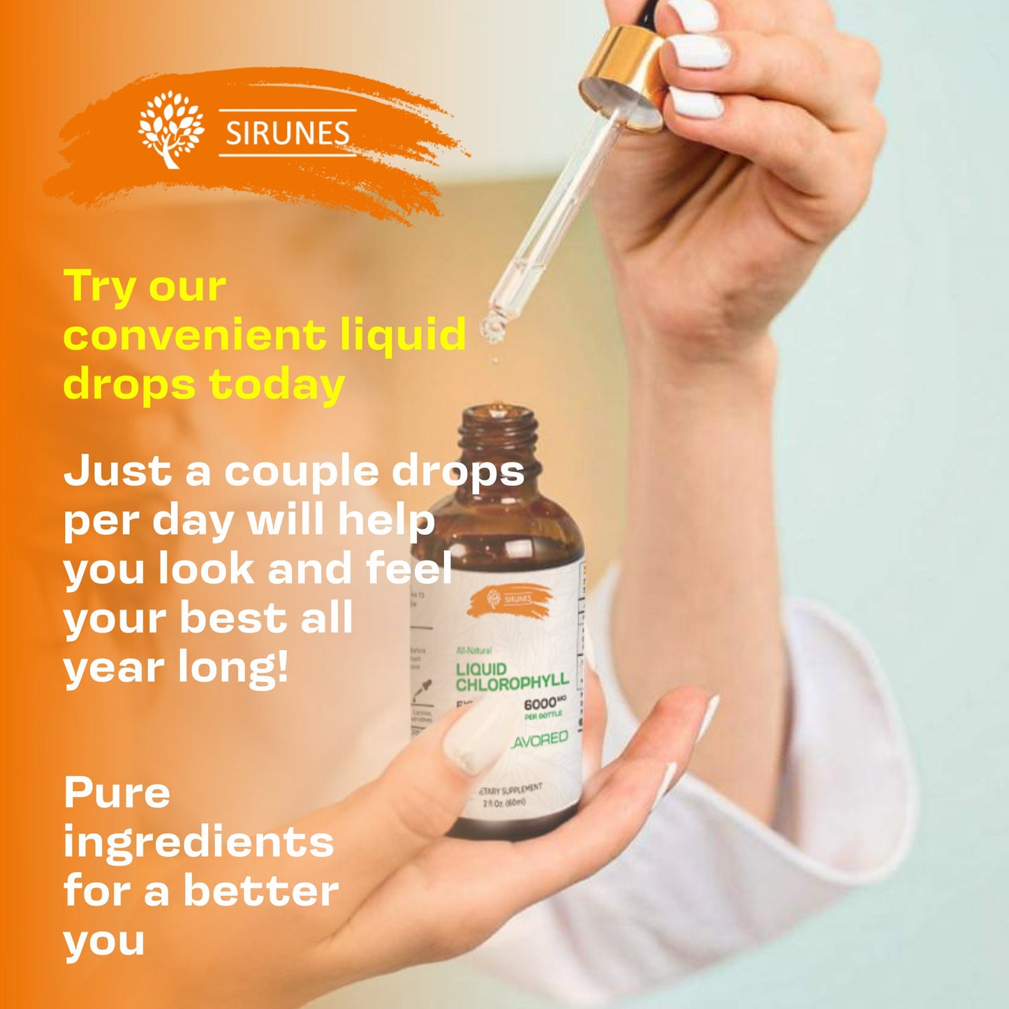 Liquid Chlorophyll Drops Copper Chlorophyllin Extract - Cleanse & Support Your Immune System 2oz