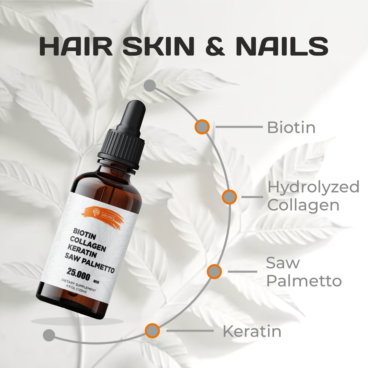 Liquid Collagen Formula Hair Skin Nails Supplement 4 Fl oz