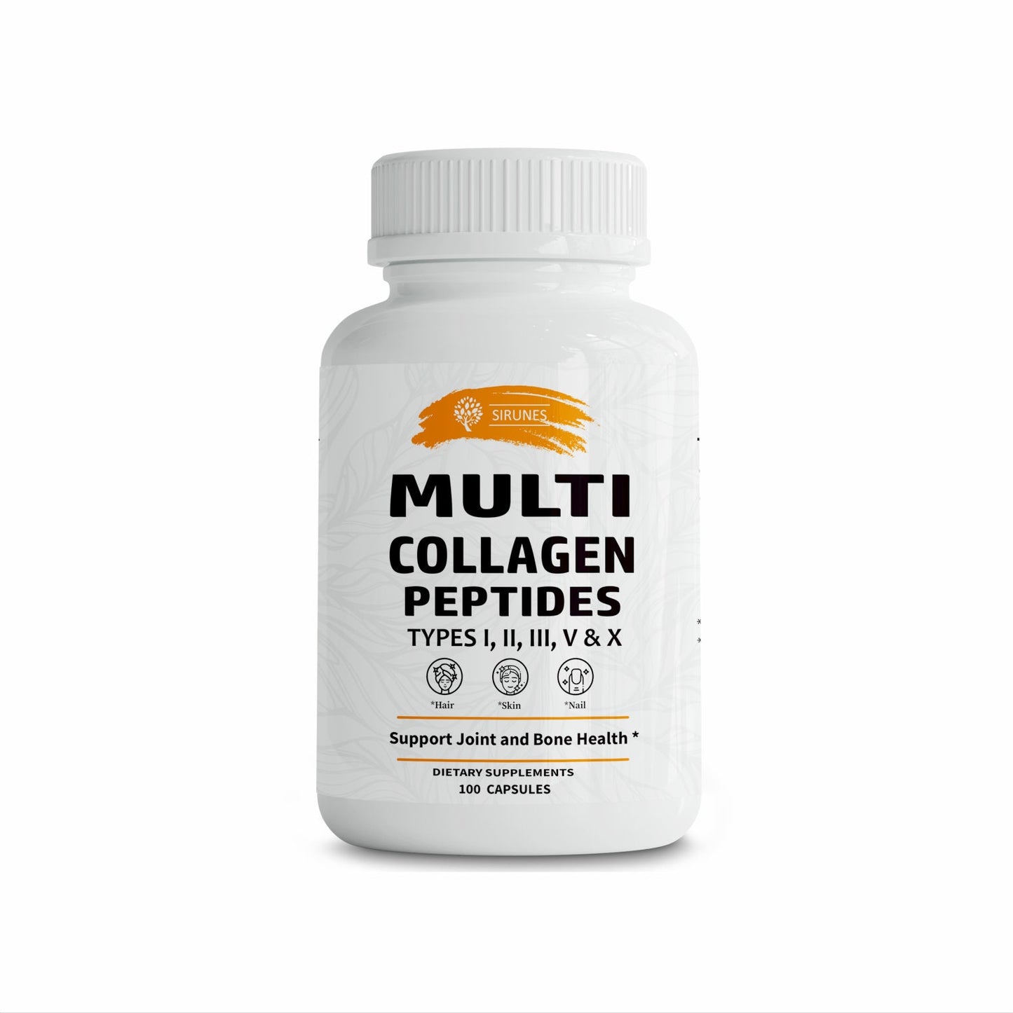 Multi Collagen Peptides Type I, II, III, V, X Hydrolyzed Collagen with Vitamin C - Supports Healthy Hair, Skin, Nails, & Joints 120Caps