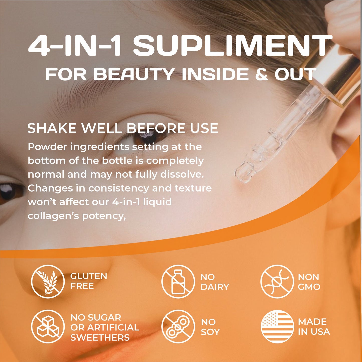 Liquid Collagen Formula Hair Skin Nails Supplement 4 Fl oz