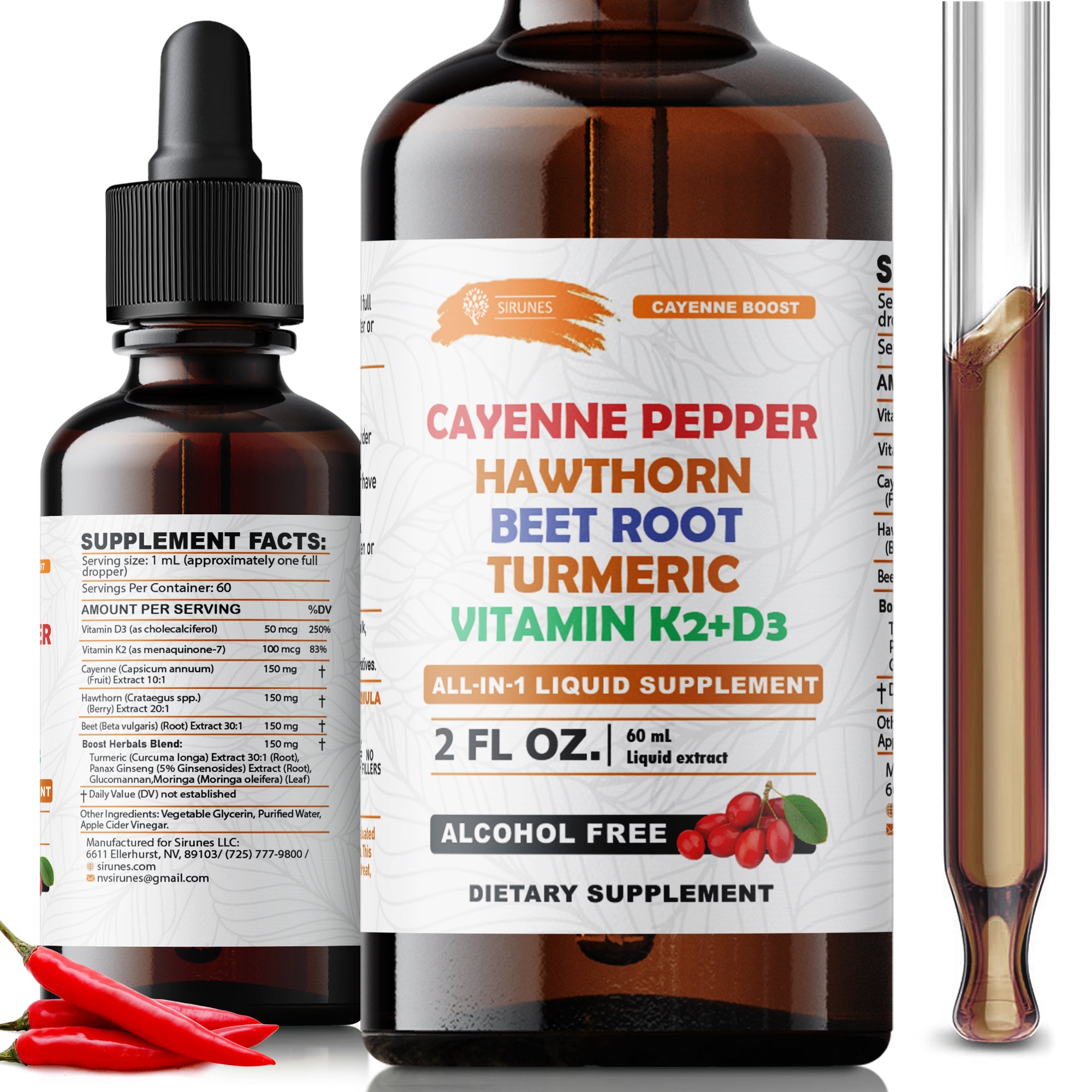 Cayenne Pepper Drops with Hawthorn Beet Root Turmeric Vitamin K2+D3