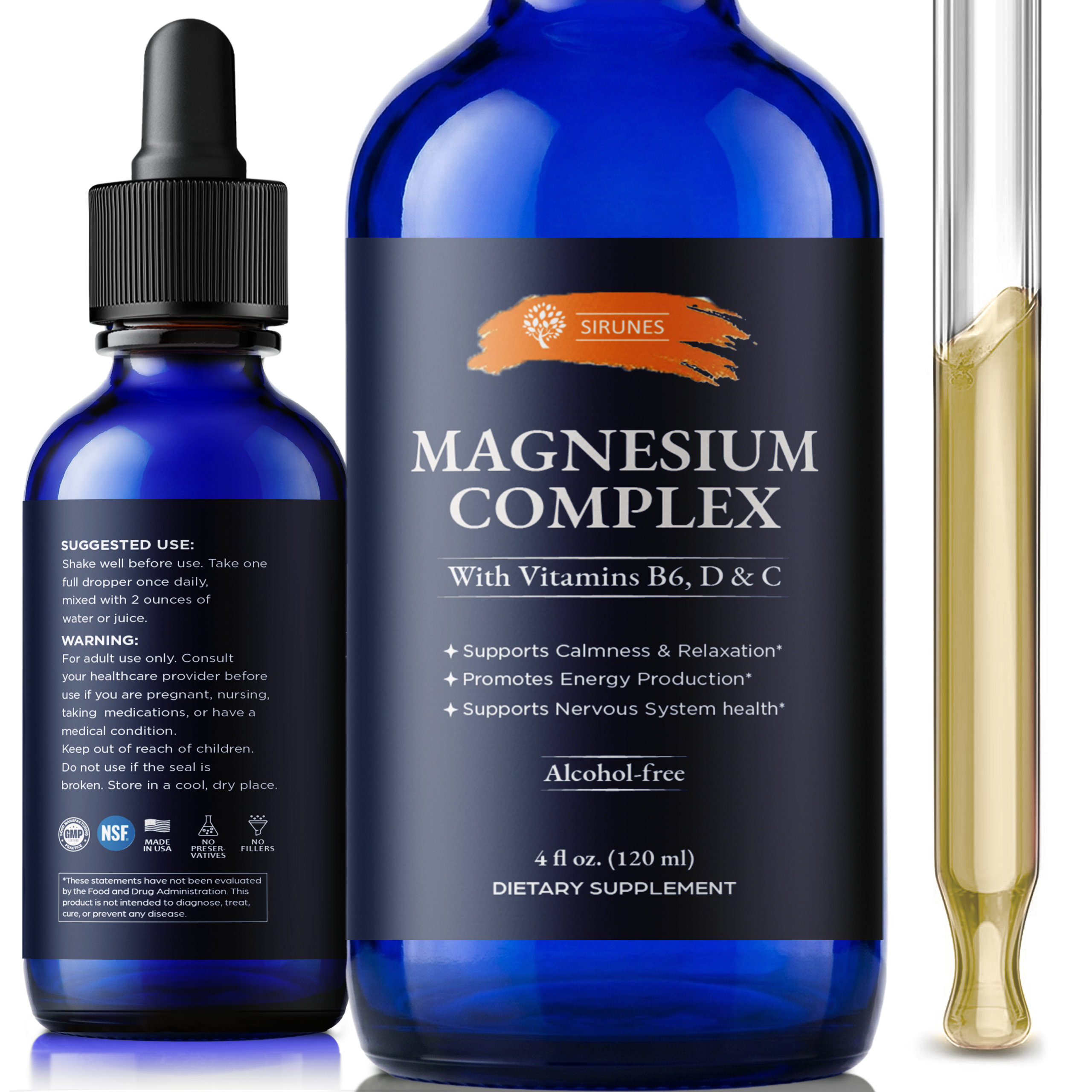Magnesium Complex Liquid Drops – Magnesium Supplement with Vitamins B6, D3 & C – Calm & Relaxation Support, Energy Production