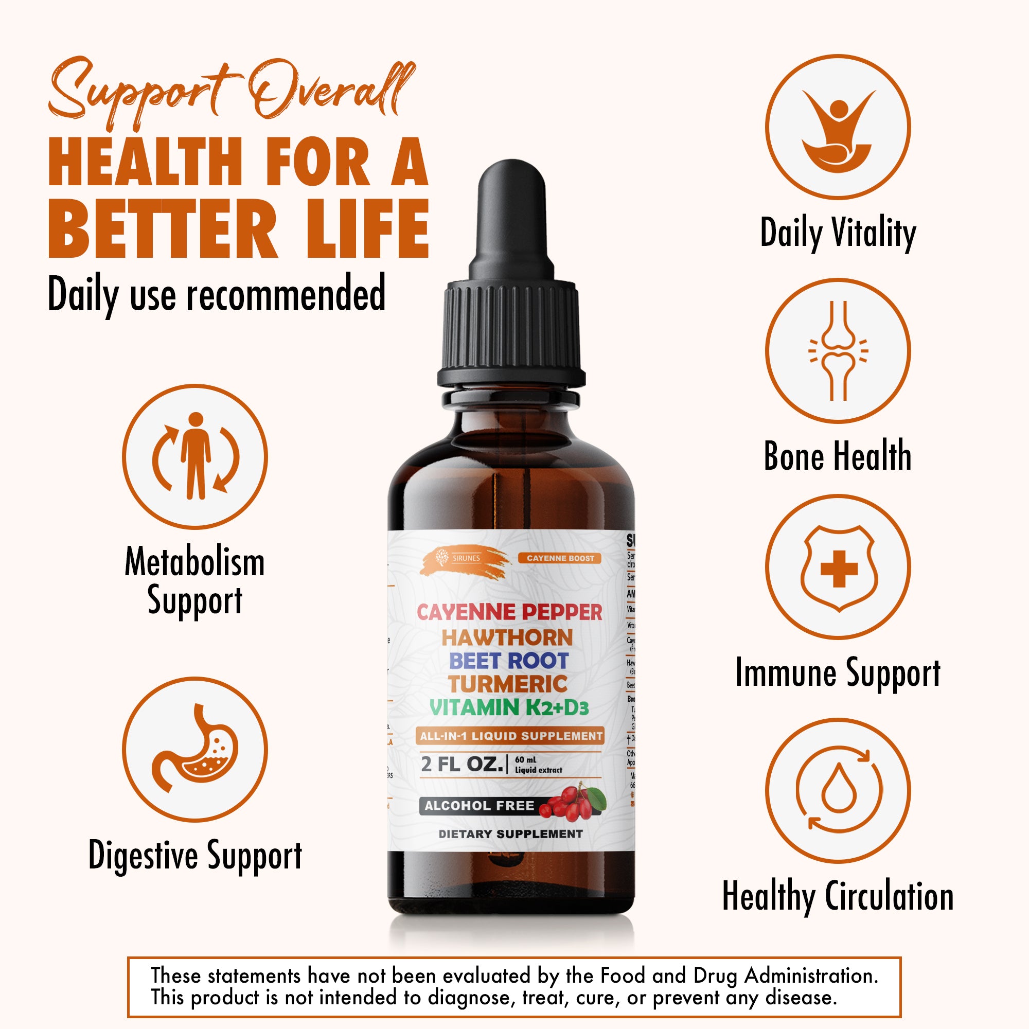 Cayenne Pepper Drops with Hawthorn Beet Root Turmeric Vitamin K2+D3