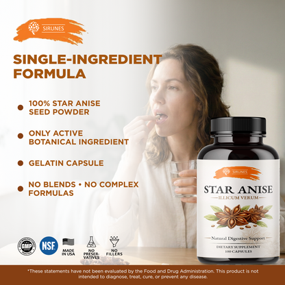 Star Anise Capsules (Illicium Verum) – 800 mg per Serving, 400 mg per Capsule