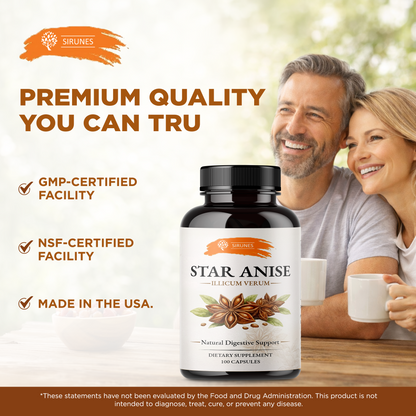 Star Anise Capsules (Illicium Verum) – 800 mg per Serving, 400 mg per Capsule