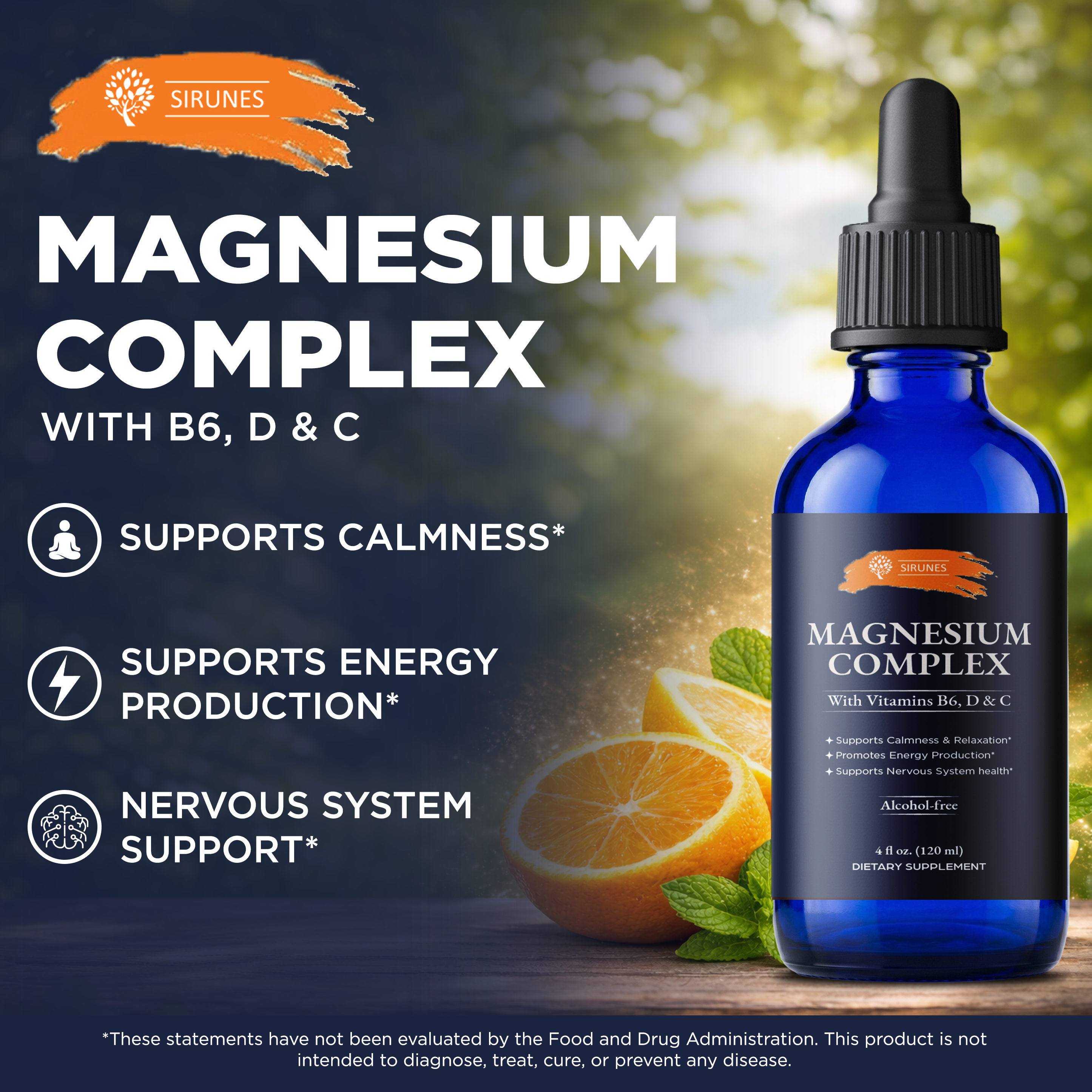 Magnesium Complex Liquid Drops – Magnesium Supplement with Vitamins B6, D3 & C – Calm & Relaxation Support, Energy Production