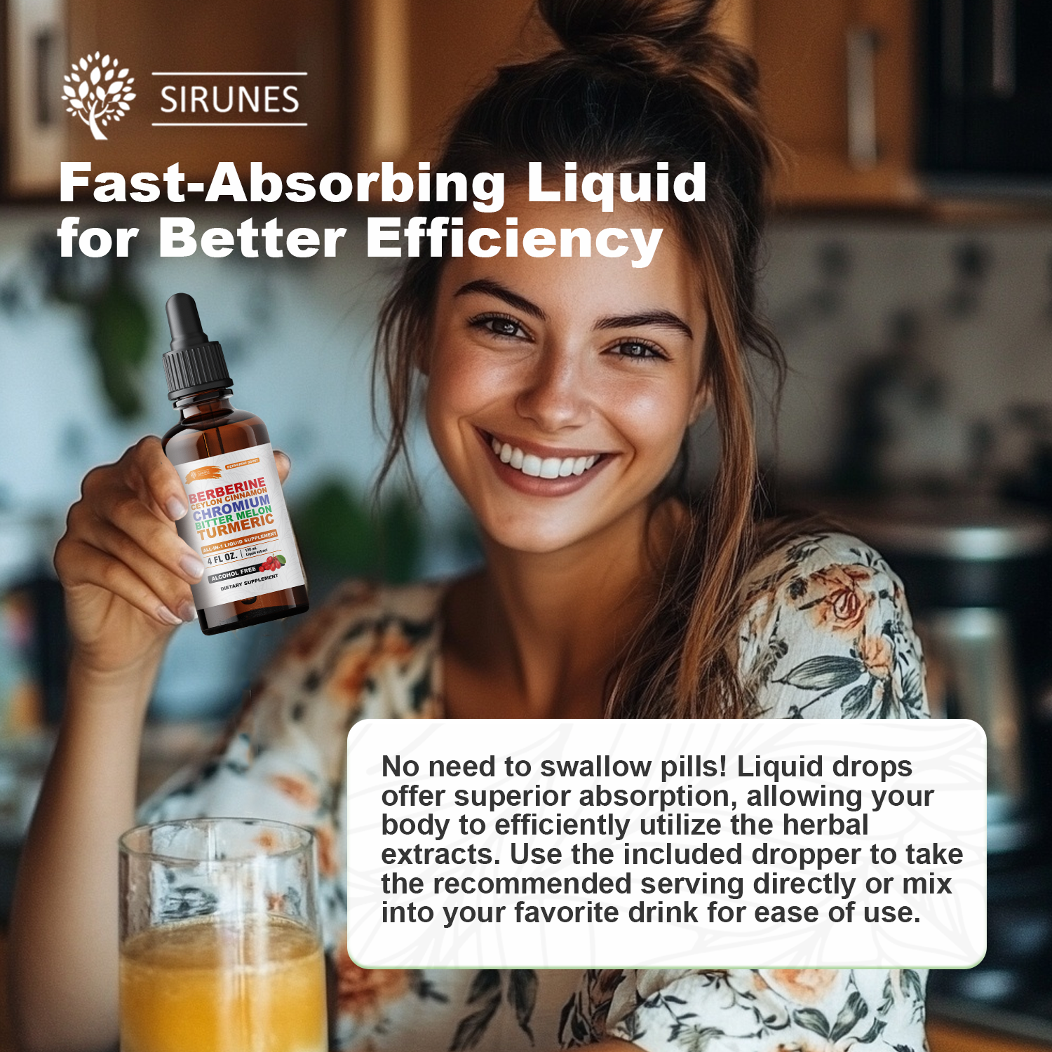 Berberine Drops – Berberine with Ceylon Cinnamon Drops, Liquid Herbal Supplement with Turmeric, Bitter Melon & Chromium, Alcohol-Free, 4 fl oz