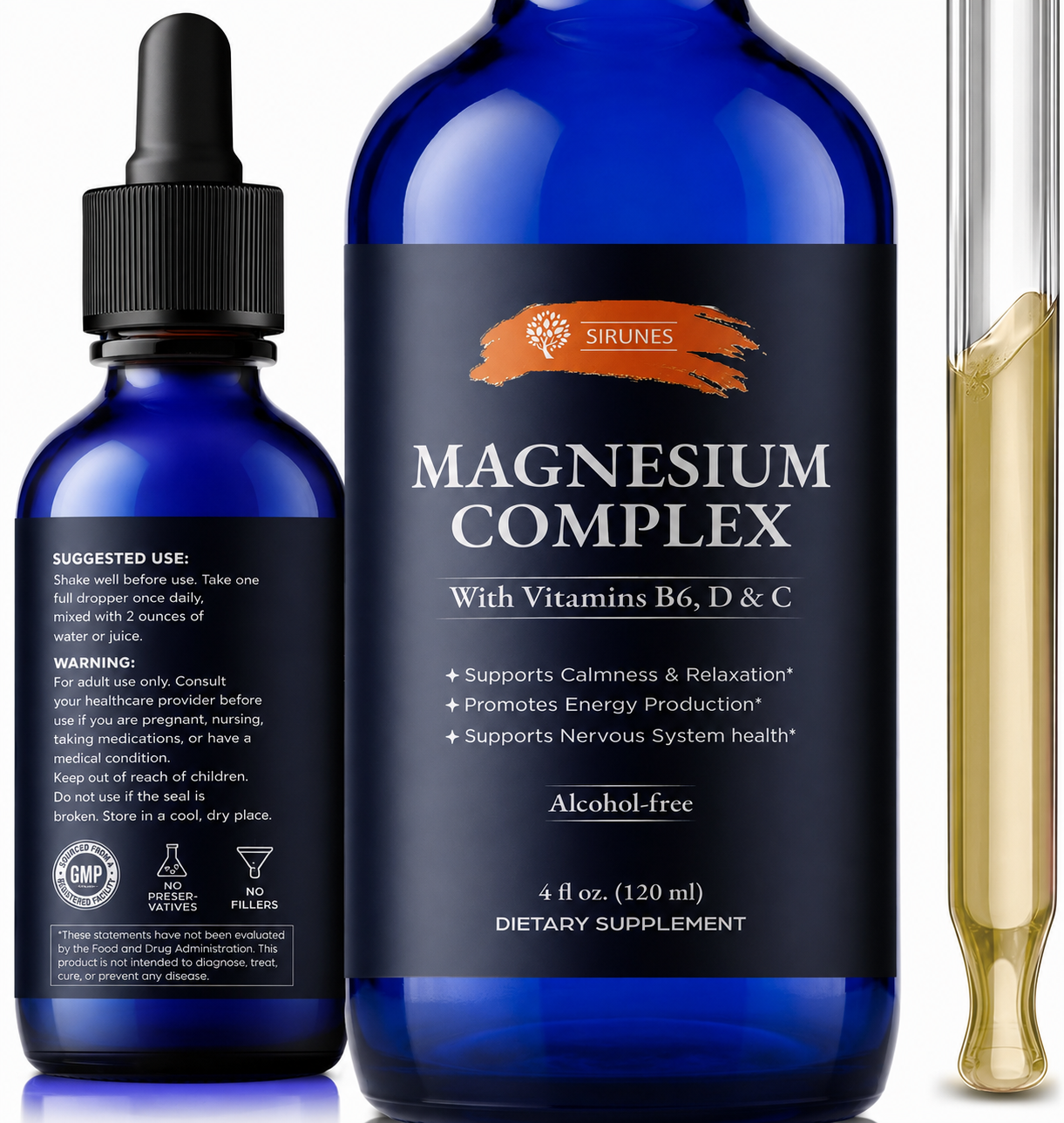 Magnesium Complex Liquid Drops – Magnesium Supplement with Vitamins B6, D3 & C – Calm & Relaxation Support, Energy Production