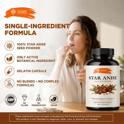 Star Anise Capsules (Illicium Verum) – 800 mg per Serving, 400 mg per Capsule