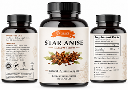 Star Anise Capsules (Illicium Verum) – 800 mg per Serving, 400 mg per Capsule