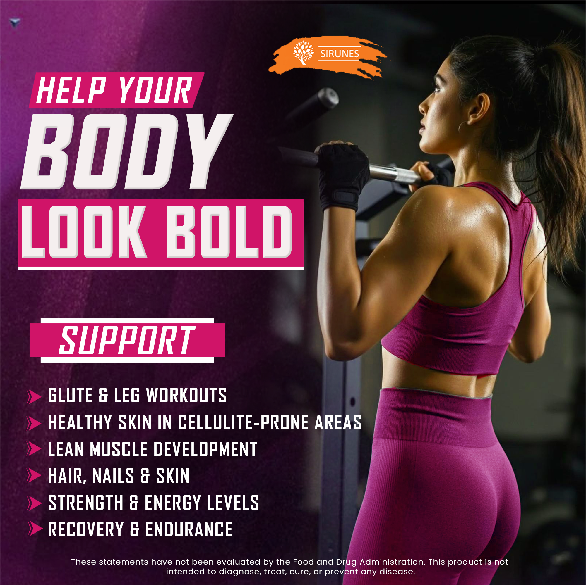 Creatine collagen supplement for women, supporting body health, fitness, skin, hair and strength.