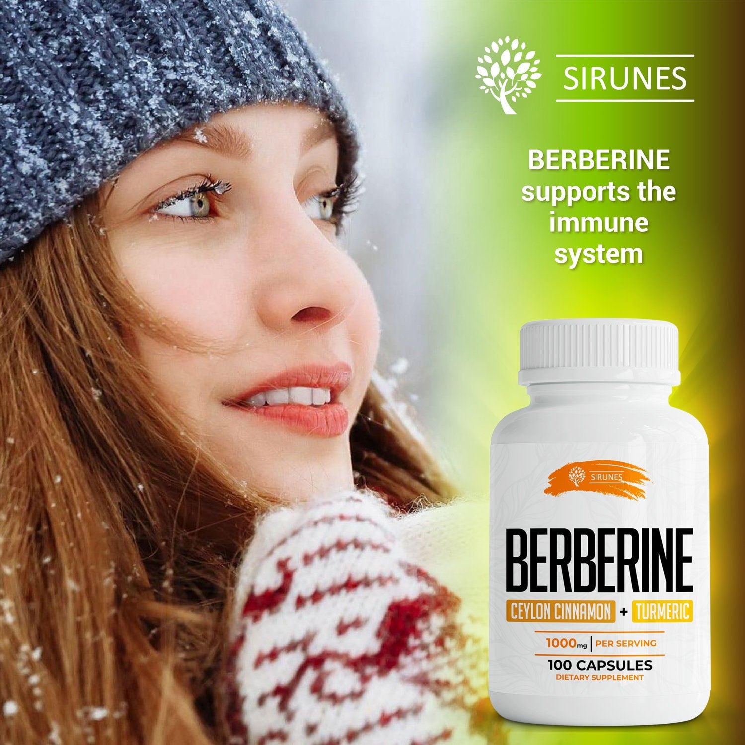 Berberine 100 Capsules Ceylon Cinnamon & Turmeric - Berberine HCL Dietary Supplement  Ideal for Immune Support, Heart, Cholesterol Level