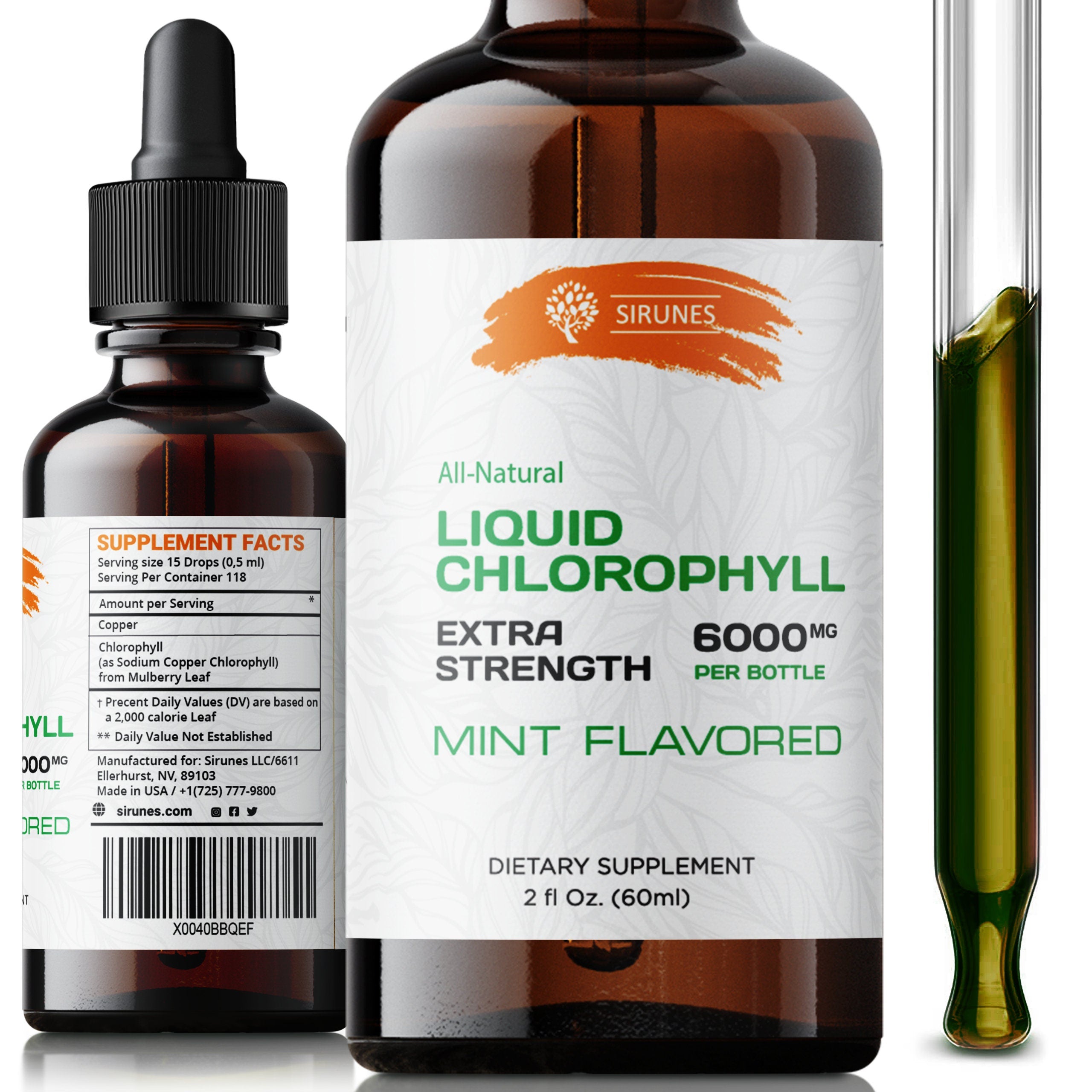 Liquid Chlorophyll Drops Copper Chlorophyllin Extract - Cleanse & Support Your Immune System 2oz