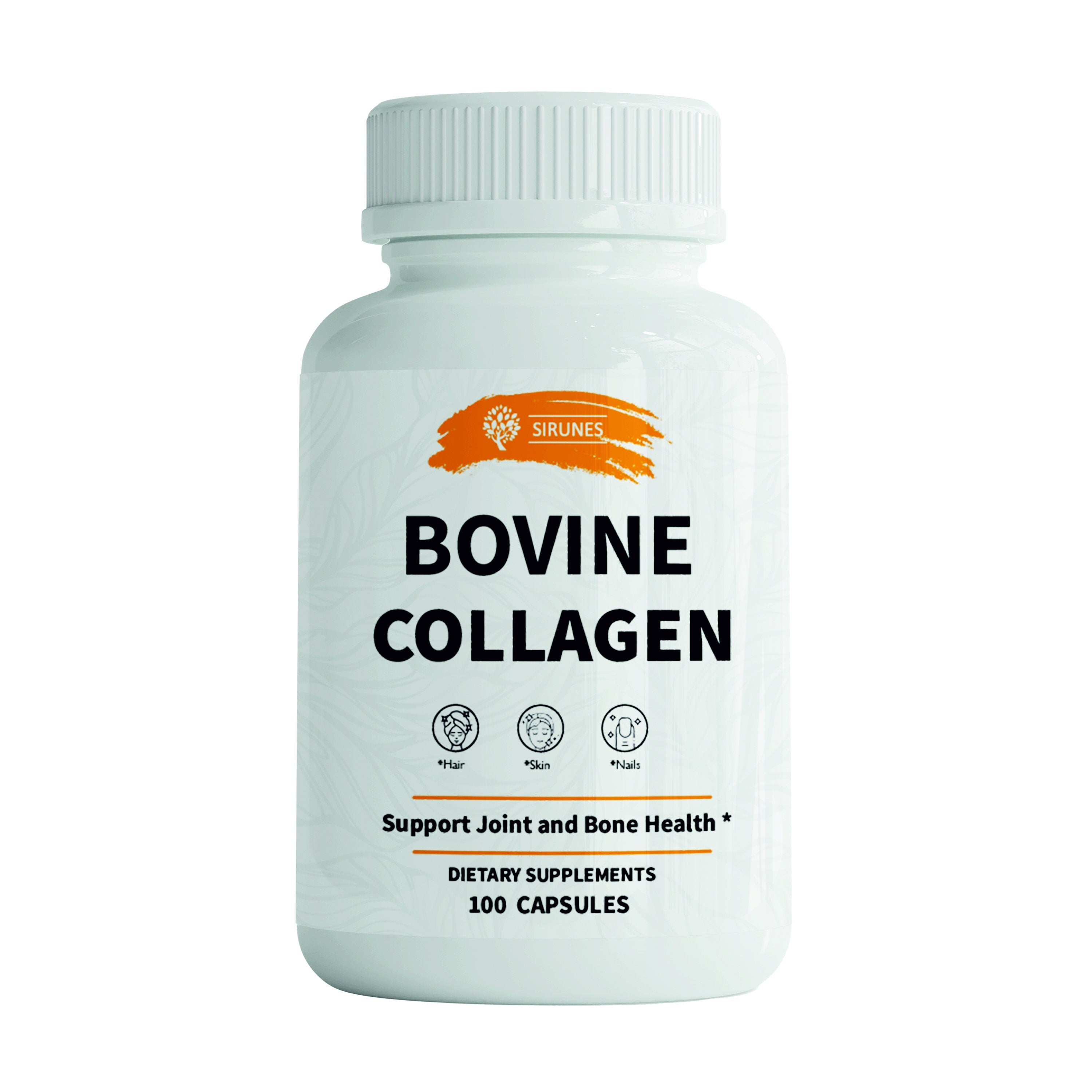 Bovine Collagen Supplements Hydrolyzed Grass Fed Bovine Collagen Peptides Dietary Supplement for Joint, Nerve & Bone Support  100 Capsules